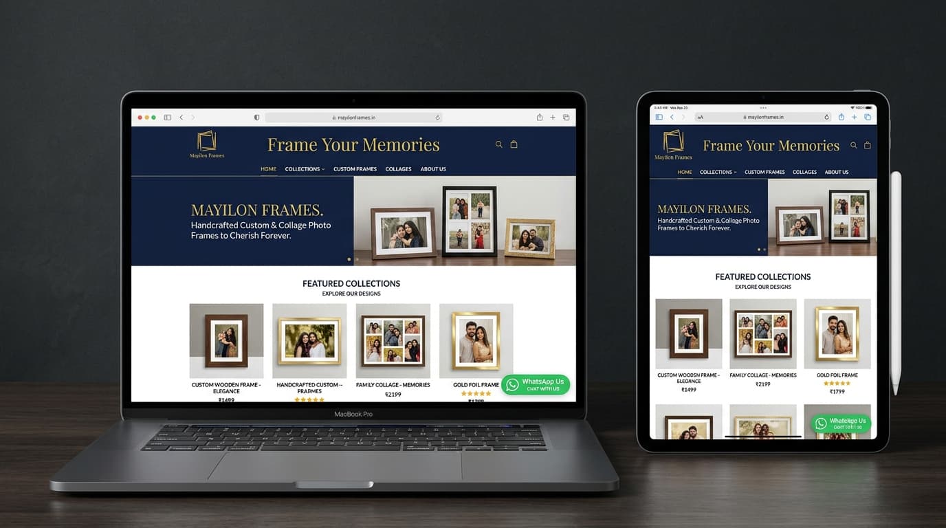 Mayilon Frames โ Full-Service Next.js Website & WhatsApp Funnel โ AgniGrow Verified Work