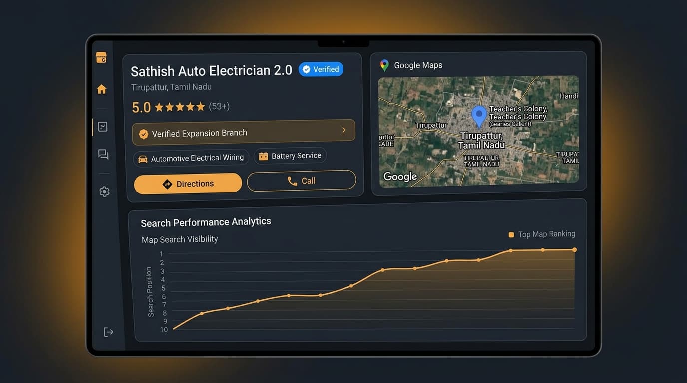 Sathish Auto Electrician 2.0 โ Local SEO & Map Verification โ AgniGrow Verified Work